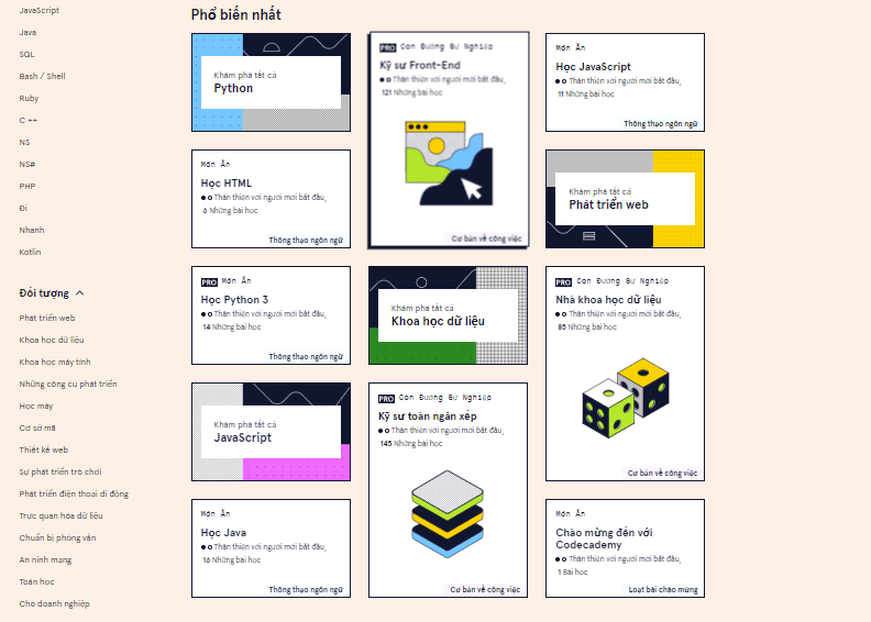 Khoa hoc trong tai khoan Codecademy Khoa hoc trong tai khoan Codecademy